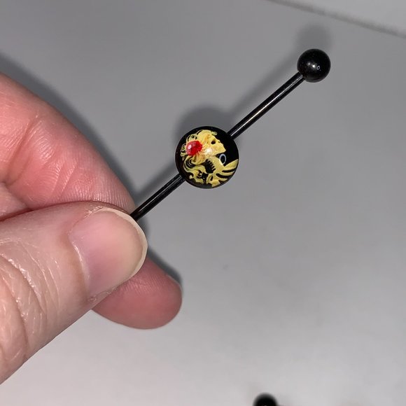 Skeleton Cameo Industrial Bar, 14 Gauge - Picture 6 of 11